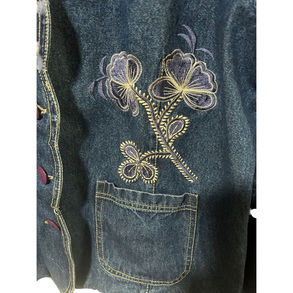 Karen Hart Embroidered Jean Denim Jacket - Picture 5 of 6